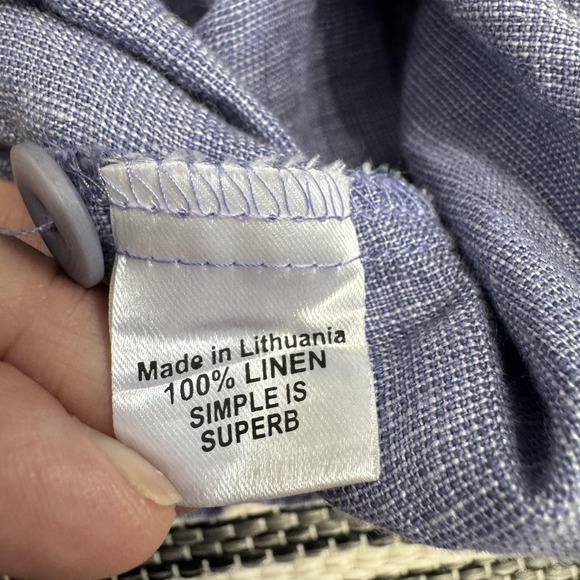 FLAX Shirt Women's 1G 1X Blue Linen Button Front Tunic Top Long Sleeve Lagenlook - Picture 13 of 14